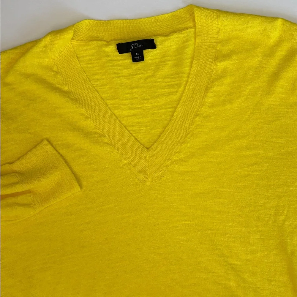 J Crew‎ Yellow Cotton Lightweight Vneck Sweater Beach Travel Sun Women’s Medium